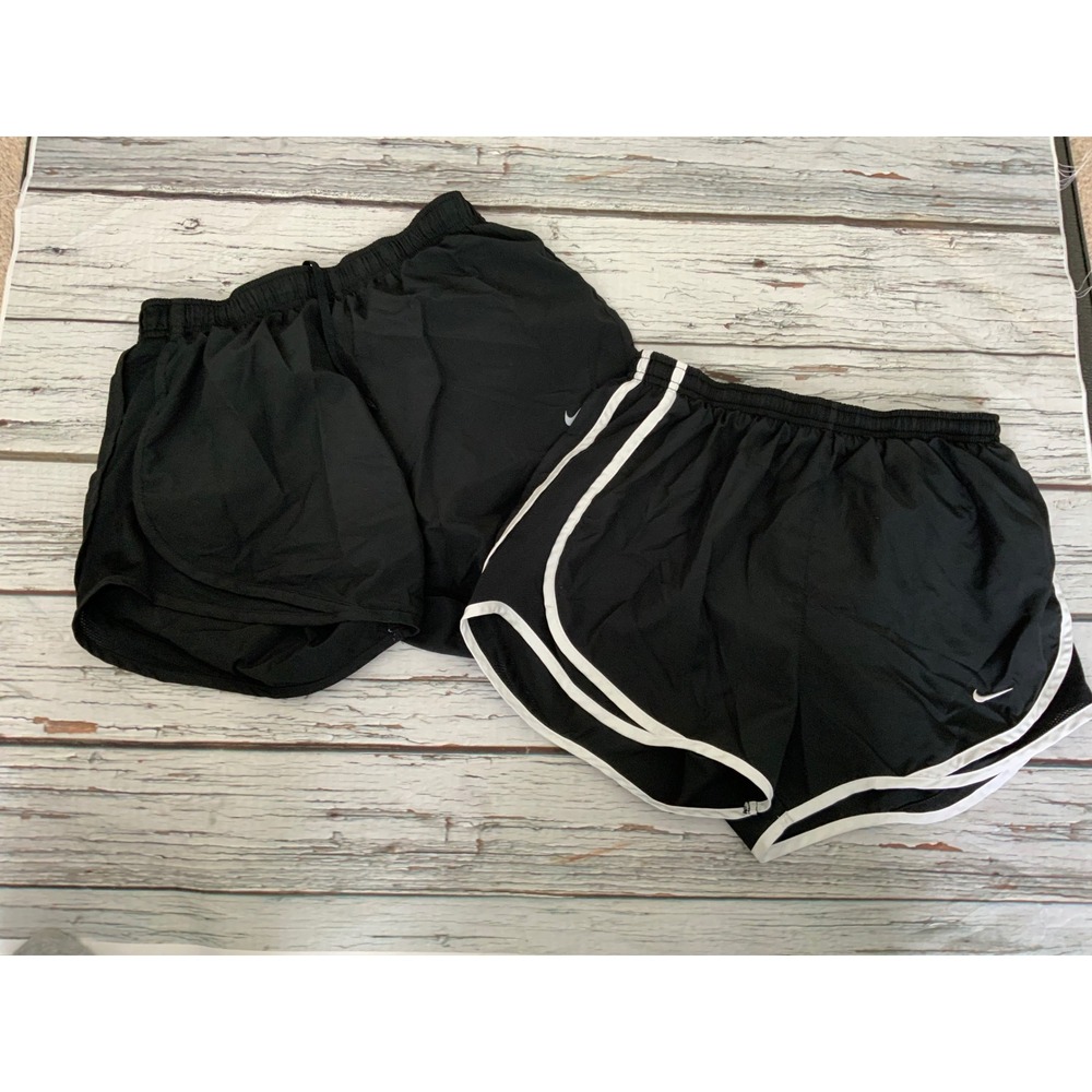 Nike Dri-FIT Tempo Running Shorts Bundle Black White Trim Womens Small 2 Pack